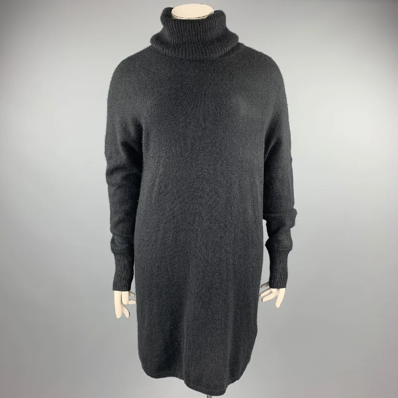 TSE Size L Black Knitted Cashmere Turtleneck Sweater Dress Lightweight Heavyweight Midweight