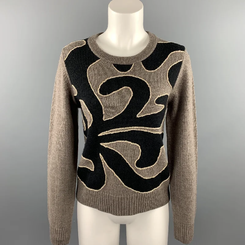 MARC by MARC JACOBS Size L Taupe Knitted Merino Wool Sweater Velvet Chenille Corduroy
