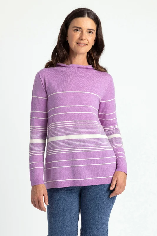 ROYAL MERINO STRIPE SWEATER RM3027 Mesh Blend Leather Blend Suede Blend