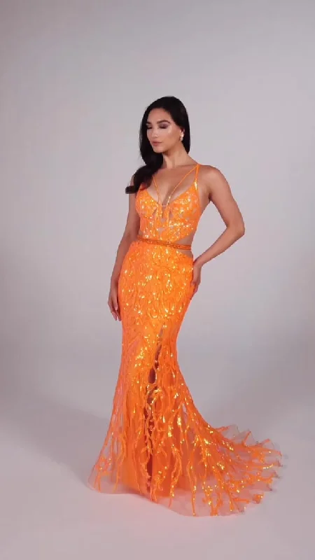 Ellie Wilde  Long Lace-up Back Prom Dress EW35007