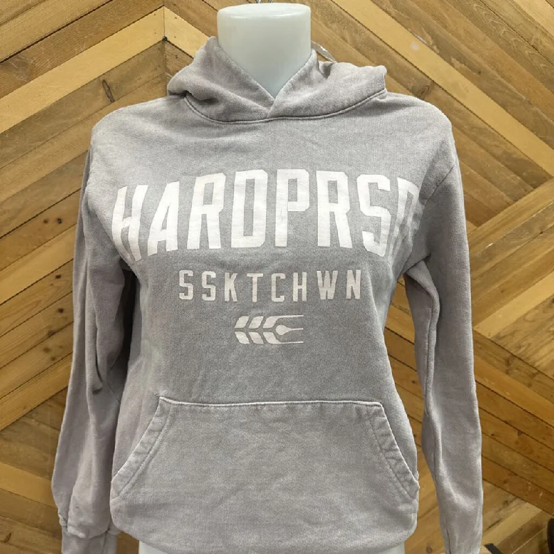 Hardpressed - Hoodie Sweater - MSRP $99: Grey/Wite-women-XS Wool Sweater Cotton Sweater Cashmere Sweater