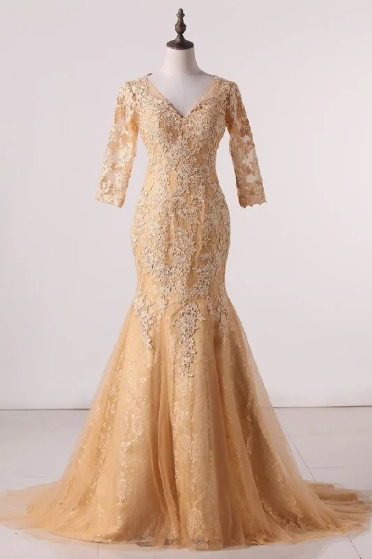 2024 Tulle Mother Of The Bride Dresses V Neck P1R3P35K