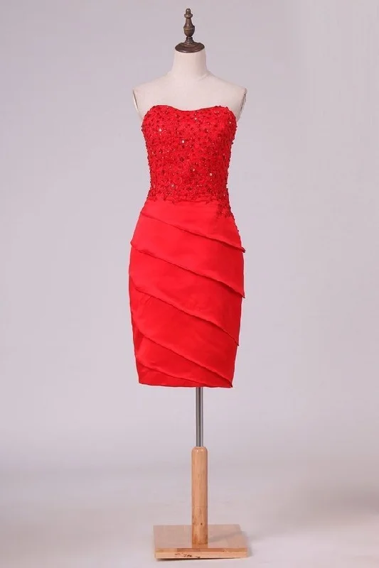 2024 Sheath Mother Of The Bride Dresses Strapless With Beading And PCHTDMT3