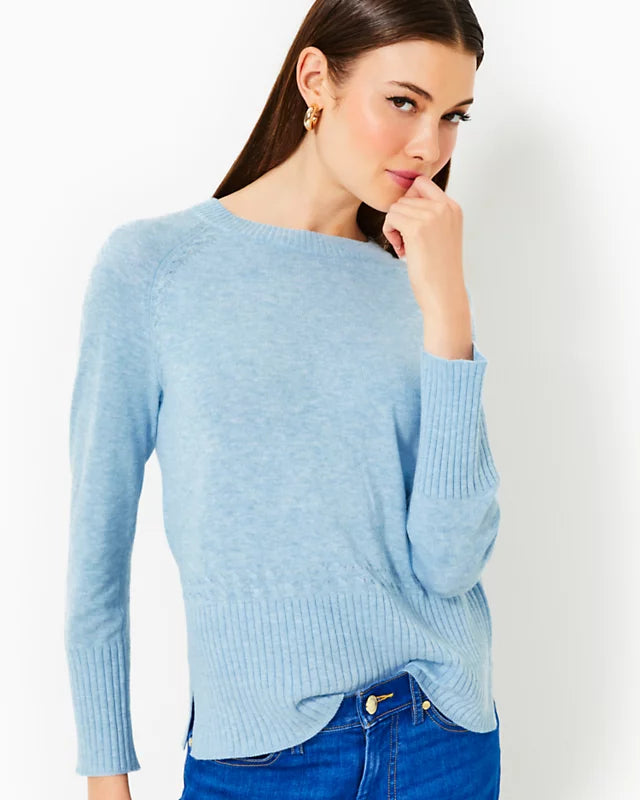 Lilly Pulitzer Women's Salima Sweater - Heathered Bonaire Blue Faux Fur Fabric Real Fur Fabric Shearling Fabric