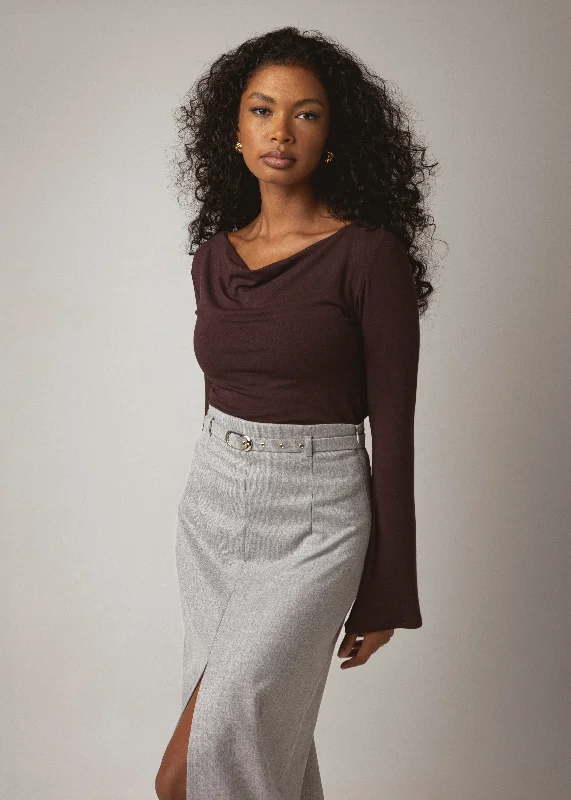 Lana Sweater Plum High Neck Crew Neck V-Neck