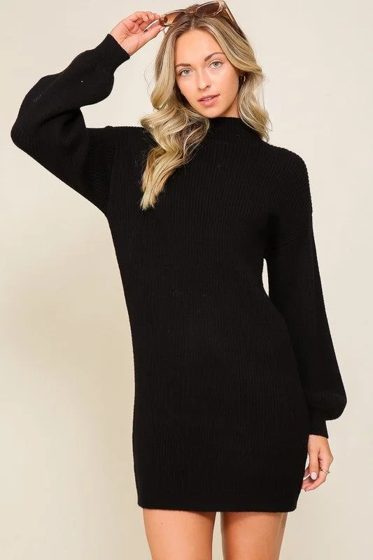 Lumiere Long Sleeve Sweater Dress Satin Fabric Silk Fabric Chiffon Fabric