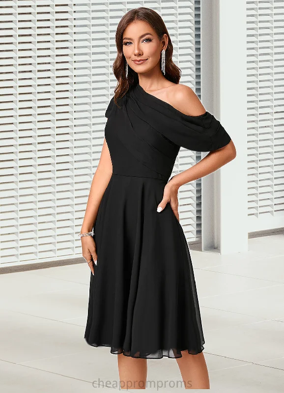 Aylin A-line One Shoulder Knee-Length Chiffon Cocktail Dress With Ruffle STIP0022309