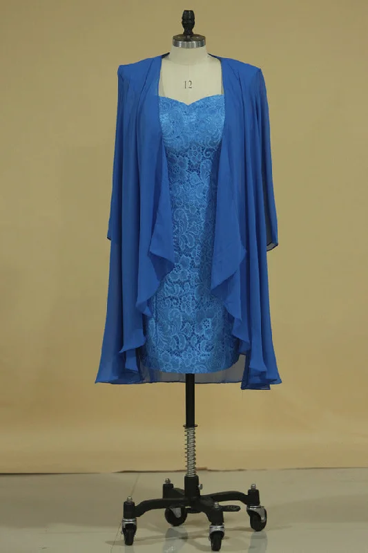 2024 Plus Size Straps Mother Of The Bride Dresses Lace Knee PX45RA5T