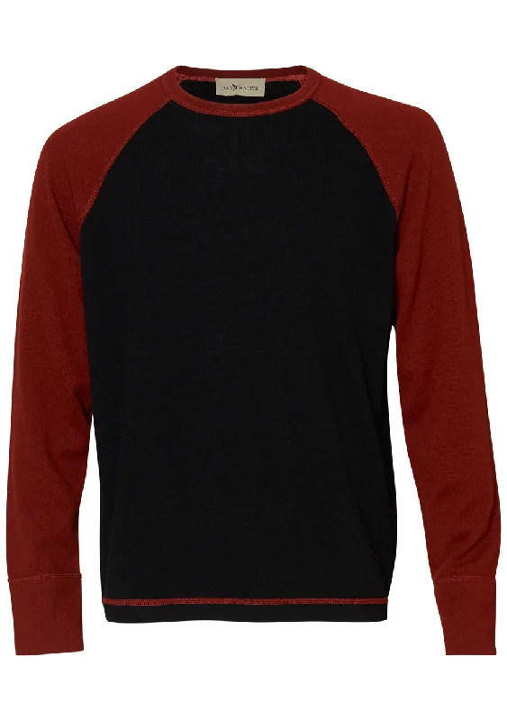 Black & Dark Rust Rugby Cashmere Sweater Terry Blend Velvet Blend Canvas Blend