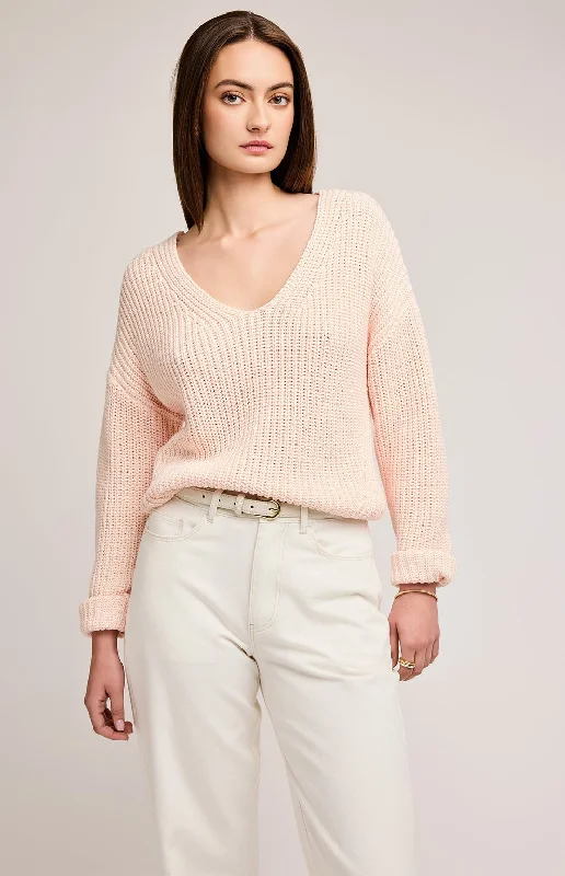 SPENCER V-NECK KNIT SWEATER - ROSEWATER Welt Pockets Slit Pockets Flap Pockets