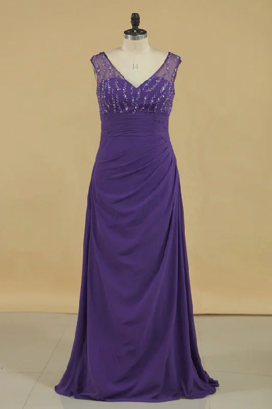 2024 Mother Of The Bride Dresses V Neck Beaded Bodice Open Back Floor P2FNH58S