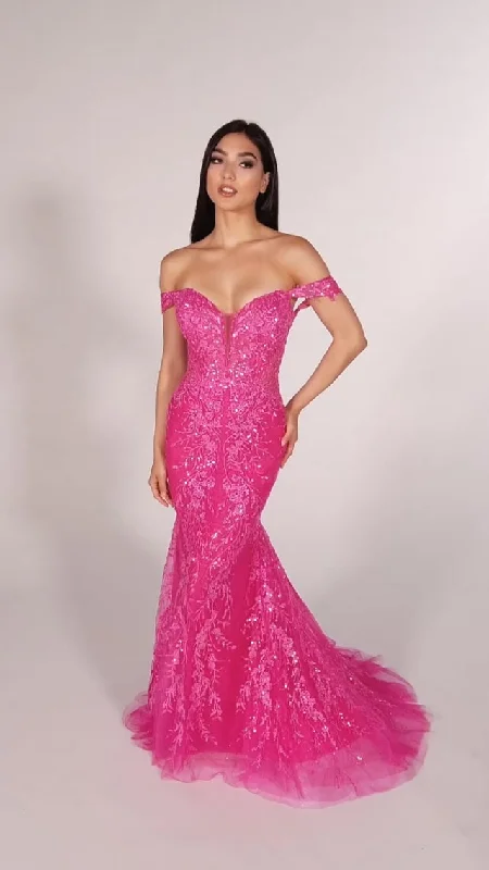 Ellie Wilde Long Off the Shoulder Prom Dress EW34007