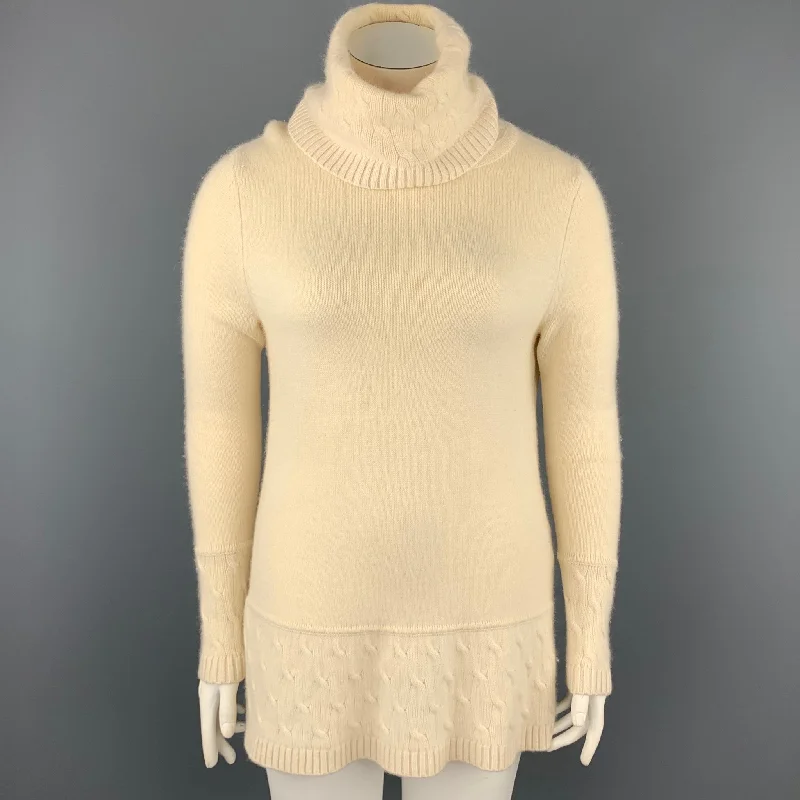 BROOKS BROTHERS Size L Cream Knitted Cashmere Tunic Sweater Terry Terry Cloth Terry Knit