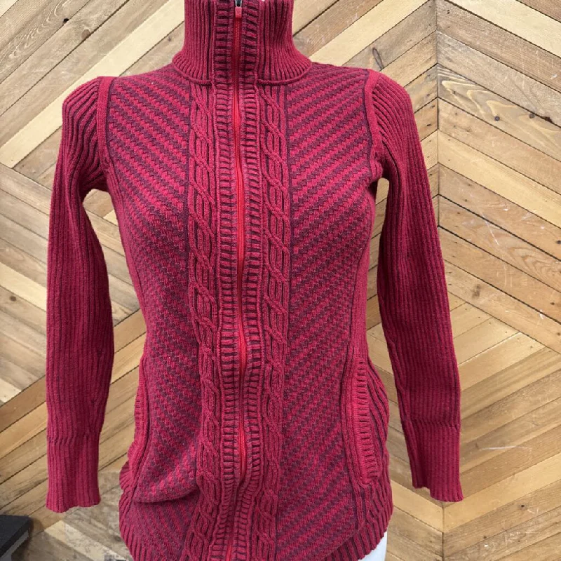 Eddie Bauer - Women's Full-Zip Knit Sweater - MSRP comp $130: Red-women-XS Solid Color Striped Floral Print