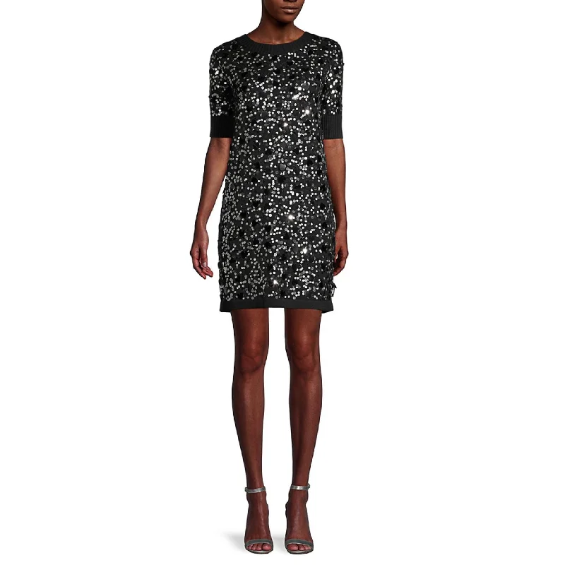 Love Moschino Sequin Sweater Dress Glossy Satin Silk
