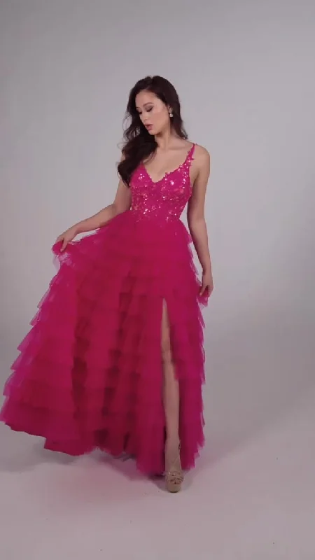 Ellie Wilde Tiered Ruffle Prom Dress EW35059
