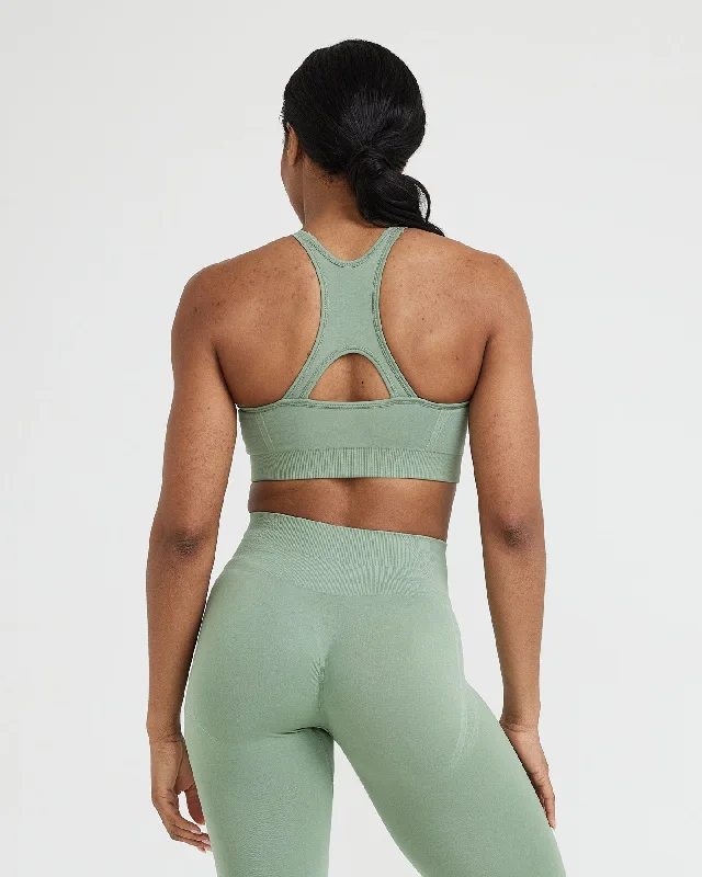 Effortless Seamless High Neck Bralette | Sage