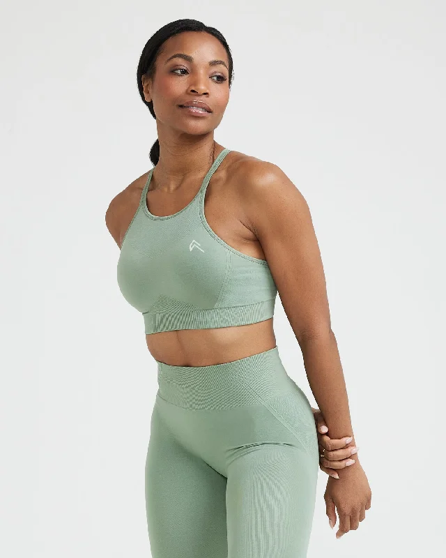 Effortless Seamless High Neck Bralette | Sage