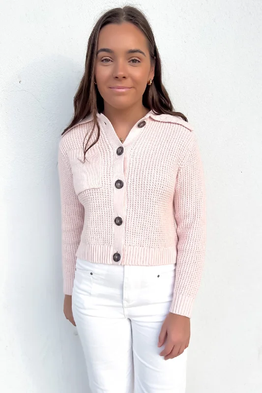 Frida Button Cardigan Pale Pink