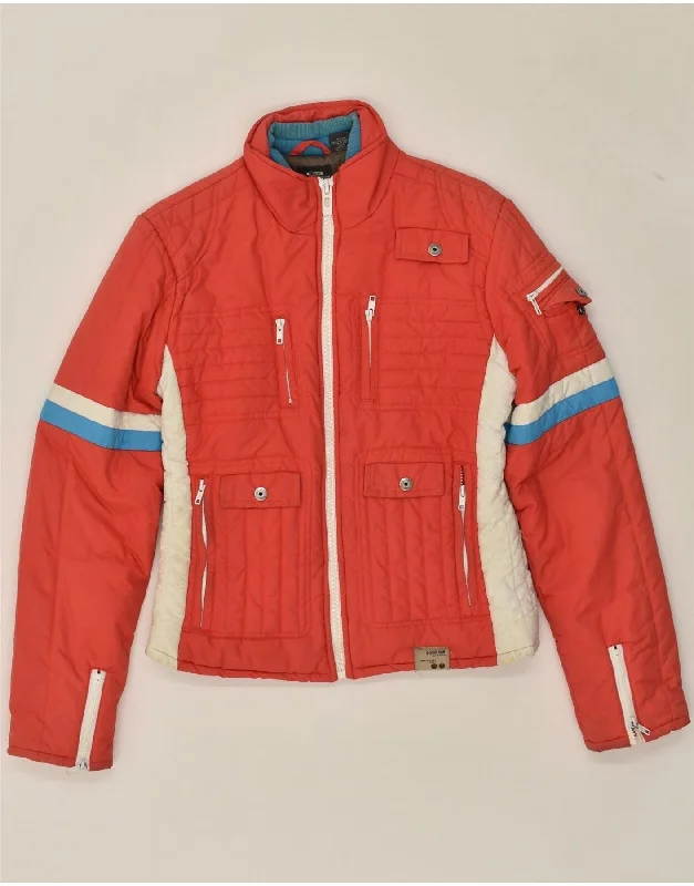 G-STAR Womens Padded Jacket UK 14 Large Red Colourblock Polyester