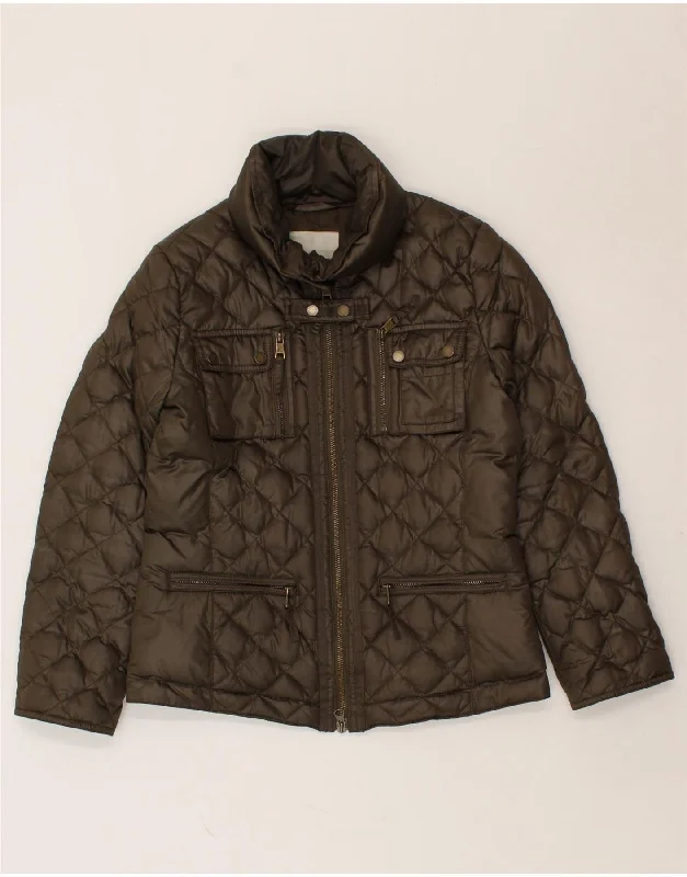 HENRY COTTONS Womens Quilted Jacket IT 42 Medium Brown Polyester