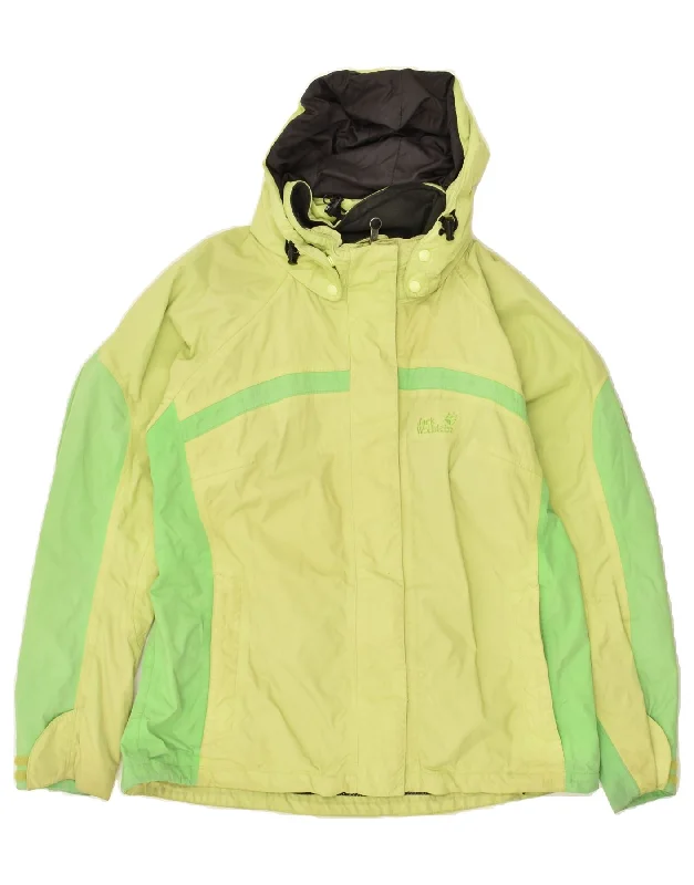 JACK WOLFSKIN Womens Hooded Rain Jacket UK 18//20 XL Green Colourblock