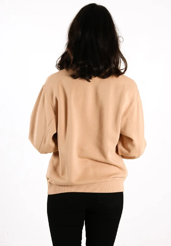 Logo Fleece Womens Taupe/White