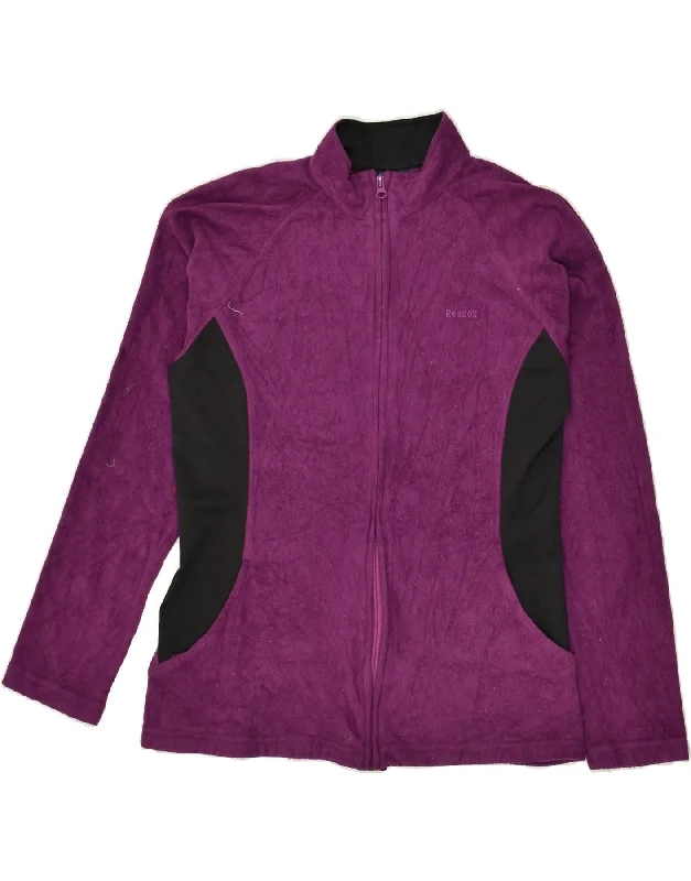 REEBOK Womens Fleece Jacket UK 14 Medium Purple Colourblock Polyester