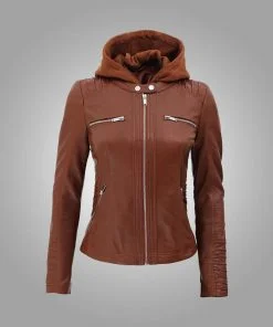 Women's Cafe Racer Brown Leather Jacket