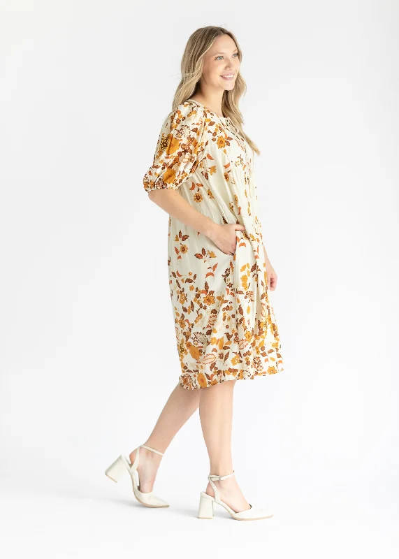 Button Front Floral Midi Dress - FINAL SALE