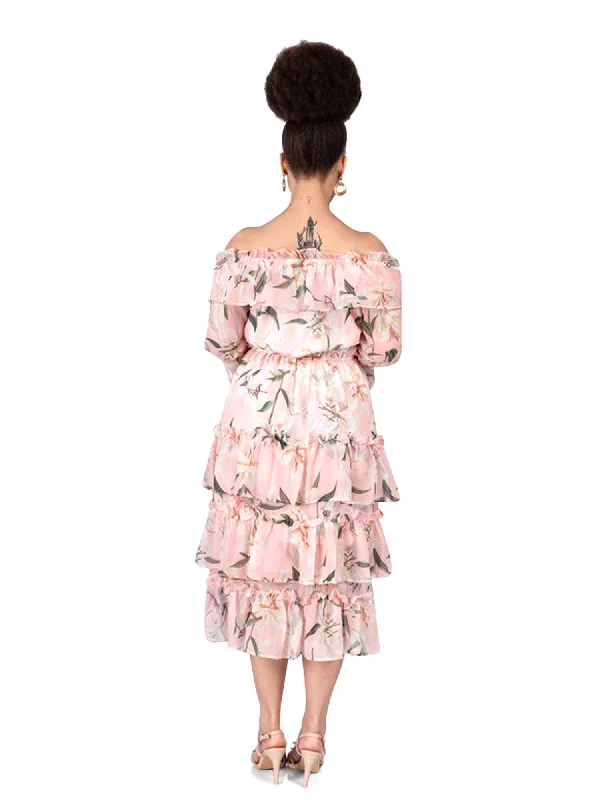 Eterna Floral Ruffle Bottom Dress