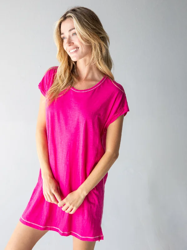 Frankie Knit Tee Mini Dress - Pink