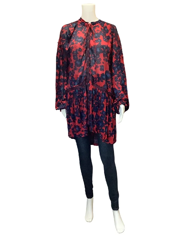 Free People Women's Dress Tunic Floral Print Hi Low Mini Size: XS