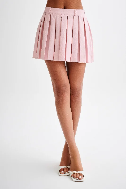 Mura Pleated Mini Skirt - Baby Pink