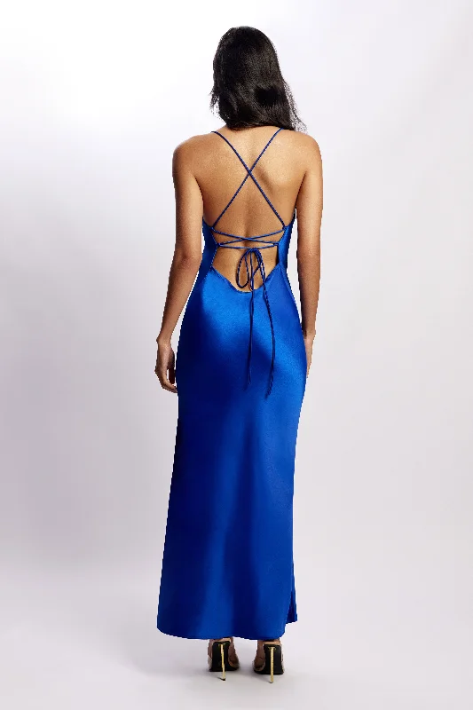 Sydney Straight Neck Slip Maxi Dress - Cobalt Blue