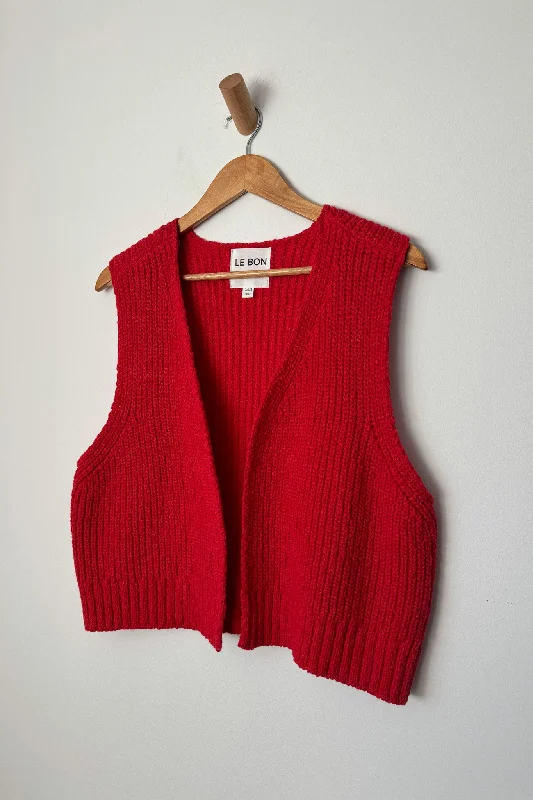 Granny Cotton Sweater Vest - Chili Pepper