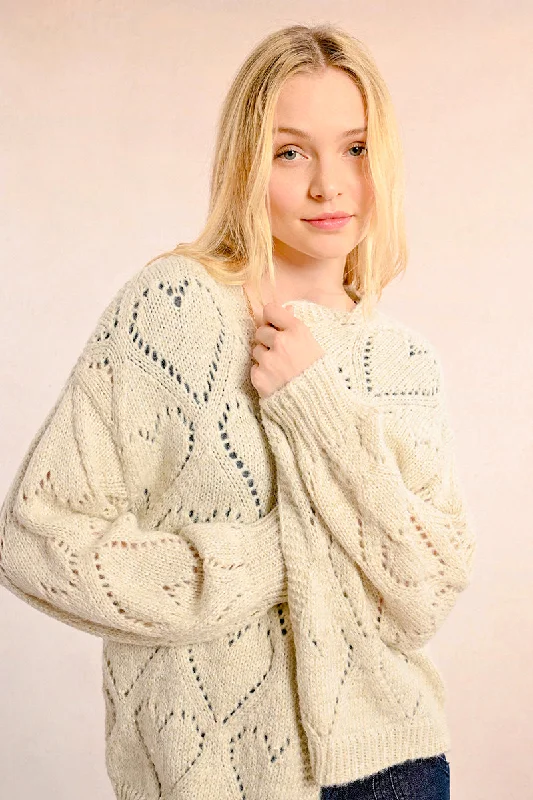 Heart Cardigan - Cream