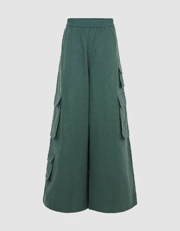 Elastic Waist Wide-Leg Pants