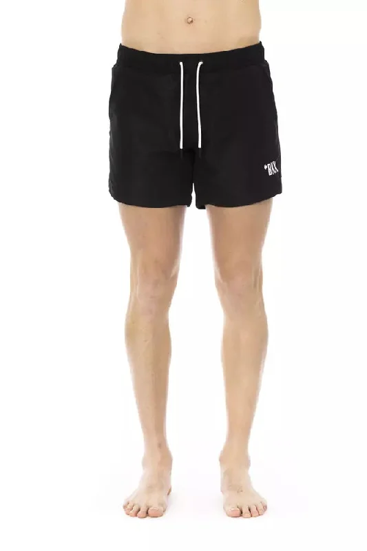 Chic Black Swim Shorts with Signature Band