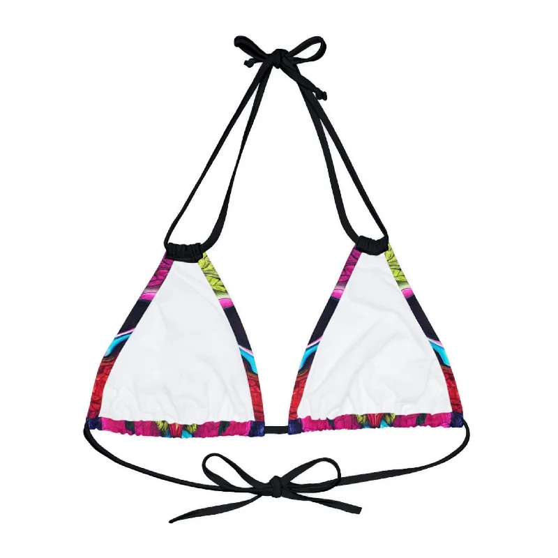 Colorful Skull Strappy Triangle Bikini Top