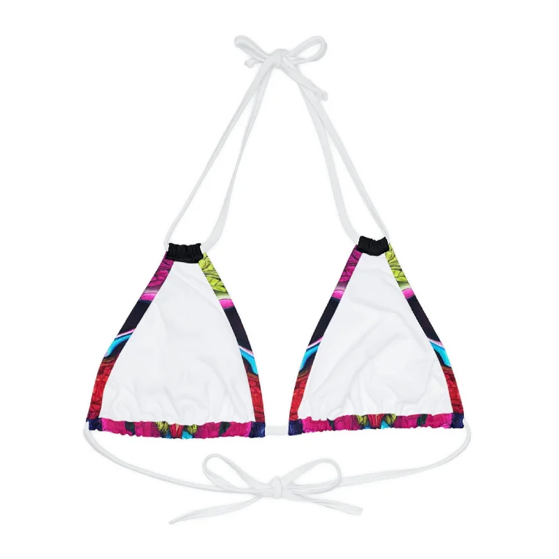 Colorful Skull Strappy Triangle Bikini Top