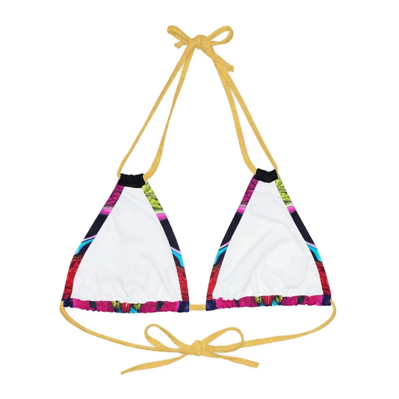 Colorful Skull Strappy Triangle Bikini Top