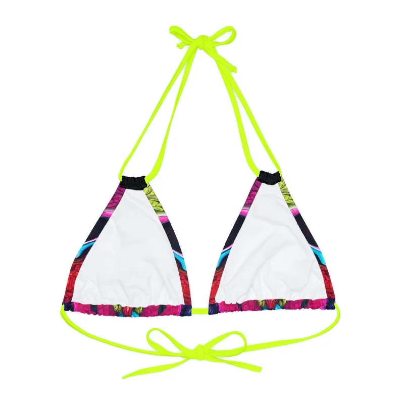 Colorful Skull Strappy Triangle Bikini Top