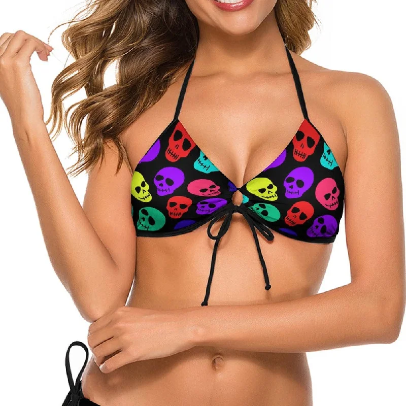 Colorful Skulls Bikini Top