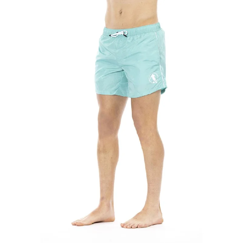 Sleek Light Blue Swim Shorts with Front Print