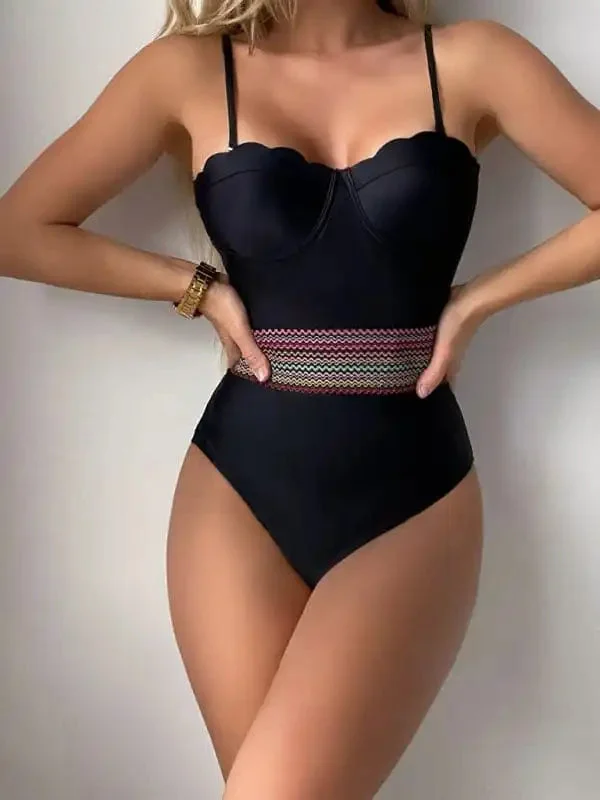 Women’s Sexy Black Shell Shape One Piece swimwear