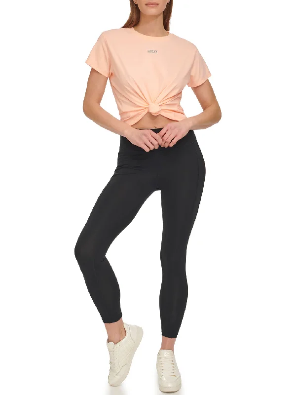 Dkny Women Peach Solid Round Neck Short Sleeves T-Shirt