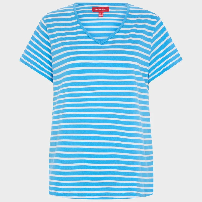 Ladies Striped Vneck T-Shirt