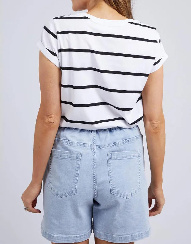 Manly Stripe Tee - White/Black Stripe