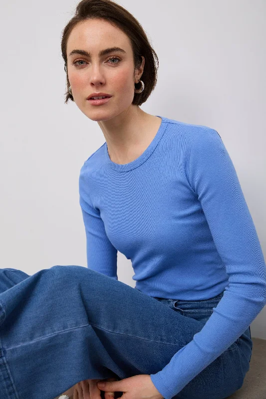 Rib long sleeve crew neck top